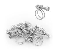 Kct Universal Adjustable Double Wire Hose Clips 19-22mm Metal Screw Clamps For Fuel/plumbing Pipe - Pack Of 10