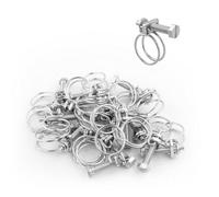 Kct Universal Adjustable Double Wire Hose Clips 19-22mm Metal Screw Clamps For Fuel/plumbing Pipe - Pack Of 20