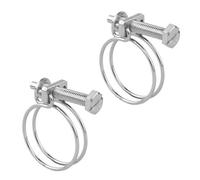 Kct Universal Adjustable Double Wire Hose Clips 24-28mm Metal Screw Clamps For Fuel/plumbing Pipe - Pack Of 2