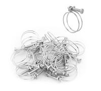 Kct Universal Adjustable Double Wire Hose Clips 36-40mm Metal Screw Clamps For Fuel/plumbing Pipe - Pack Of 20