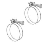 Kct Universal Adjustable Double Wire Hose Clips 37-42mm Metal Screw Clamps For Fuel/plumbing Pipe - Pack Of 2