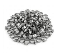 Kct Universal Hose Clips - 100 Bulk Trade Pack 10-16mm 304 Stainless Steel Metal Clamps For Air/fuel/water/plumbing/bath Pipes