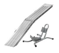 KCT Vehicle Loading Ramp Heavy Duty 200kg Capacity Folding Motorcycle Bike Access + Front Wheel Chock