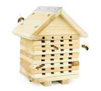 KCT Wooden Bee House Hotel Insect Bug Shelter Solitary Bumblebee Nesting Box Hive for Garden Habitat Natural Wildlife