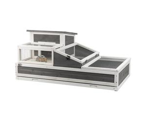 KCT Wooden Tortoise House 2 Layer 3 Room Openable Roof Balcony Activity Run Enclosure