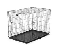 KCT XL 42" Large Dog Crate with Removeable Plastic Tray Metal Puppy Pet Cage- Folding Training Pet Pen with 2 Doors