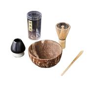 KCTRELTQS 4/5/7pcs Handmade Home Coconut Matcha Tea Set Tool Stand Kit Bowl ScoopBirthday Gift Ceremony Kitchen Supplies(A -4PCS)