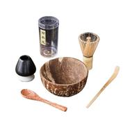 KCTRELTQS 4/5/7pcs Handmade Home Coconut Matcha Tea Set Tool Stand Kit Bowl ScoopBirthday Gift Ceremony Kitchen Supplies(A -5PCS)