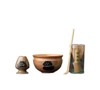 KCTRELTQS 4pcs Hand Silvering Ceramic Matcha Bowl Macha Tea Chawan Chasen Holder Scoop Sifter Cup Ceremony(A)