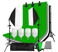 KCUZO 4PCS 25W LED Photo Studio Softbox Soft Box Lighting Backdrop 2x2m Background Support Stand Kit for Video Shooting