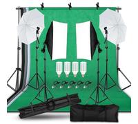 KCUZO Photography Photo Studio LED Softbox Umbrella Lighting Kit With 4 Color Backdrop 2* Background Frame 20W Corn Light