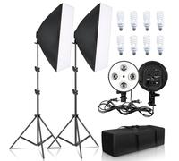 KCUZO Photography Softbox Lighting Kit Four Lamp Softbox Kit Soft Box Equipment E27 Base For Photo Studio Kit Shooting