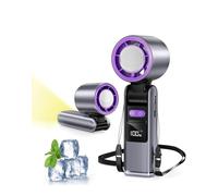 KCVV 6PCS Portable Handheld Cooling Ice Fan - 100-Speed Adjustable Mini Turbo Fan, 4000mAh USB Rechargeable Battery, LED Display, 3-in-1 Foldable Design for Travel, Camping, Office & Outdoor Use