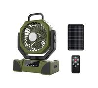 KCVV Camping Fan With LED Light, 20000mAh Rechargeable Fan With Solar Panels, 10m Remote Control Camping Gadgets, 4 Wind Speeds, Suitable for Tent Fishing, Picnic Travel and Outdoor