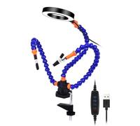 Kcvzitrds Tabletop Clamp Base Helping Hands Soldering Third Hand Tool with 3X LED Illuminated Magnifying Glass PCB Board Holder-B