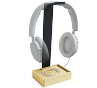 KD Essentials - Headset stand & headphone holder, plastic-free, made of extremely stable metal and bamboo - practical holder protects the headset and ensures more order on the desk