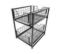 Sink Unit Organiser - Robust Solid Metal, 2 Levels (Kitchen Cabinet Shelf to Bring Order Under The Sink or in The Cleaning Cupboard, with Two Drawers, Easy Assembly, Stackable) by KD Essentials