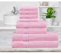 KD HOME EVERYTHING YOU NEED 100% Woven Cotton 600GSM 8-Piece Bale Set Soft Towels, Plush, Fluffy Hand, Face and Bath Towels, Choice of Multicolor (Pink)