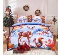 KD HOME EVERYTHING YOU NEED Luxury Christmas Duvet Cover Set with Pillowcases - 3D Santa Claus, Snowman & Festive Designs - Soft Cotton Blend Soft Fabric Bedding for Xmas Gift, Double