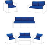KD HOME EVERYTHING YOU NEED Outdoor Keter Allibert California Ratten Chair Cushion | Garden Furniture Sofa Armchair Pads | Lightweight and Durable, Made in England (Royal Blue, 3 Seater Sofa - 6 Pcs)