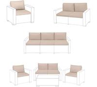 KD HOME EVERYTHING YOU NEED Outdoor Keter Allibert California Ratten Chair Cushion | Garden Furniture Sofa Armchair Pads | Lightweight and Durable, Made in England (Sand, 3 Seater Sofa - 6 Pcs)