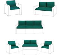 KD HOME EVERYTHING YOU NEED Outdoor Keter Allibert California Ratten Chair Cushion | Garden Furniture Sofa Armchair Pads | Lightweight and Durable, Made in England (Green, Patio Set - 8 Pcs)