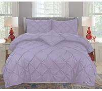 KD HOME EVERYTHING YOU NEED Pintuck Duvet Cover Set, 50/50 Polycotton, Hand Stitched, Single/Double/King/Super King, Multiple Colours (Lilac, Double)