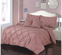 KD HOME EVERYTHING YOU NEED Pintuck Duvet Cover Set, 50/50 Polycotton, Hand Stitched, Single/Double/King/Super King, Multiple Colours (Dusky Pink, Double)