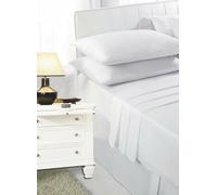 KD HOME EVERYTHING YOU NEED Polycotton Fitted Sheet Set with Pillowcases, 30cm Deep, Plain Dyed 50/50 Blend, Multiple Sizes and Colours (White, Super King)