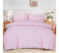 KD HOME EVERYTHING YOU NEED Polycotton Printed Duvet Cover Set with Pillowcases, 26 Designs, Single/Double/King/Super King, Machine Washable (Roses Pink, Single)