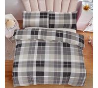 KD HOME EVERYTHING YOU NEED Polycotton Printed Duvet Cover Set with Pillowcases, 26 Designs, Single/Double/King/Super King, Machine Washable (Check Beige Black, Super King)