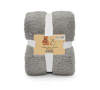 KD HOME Teddy Bear Double Throw Blanket, 200x240cm, Super Soft Fleece, Brown, Cosy and Cuddly (Silver, Double)