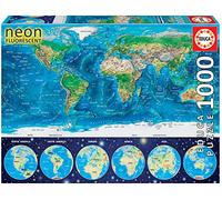 KD Toys Educa Borras 16760 "Neon World Map Puzzle (1000-Piece)