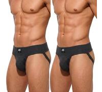 KD Willmax Men’s Jockstrap Organic Cotton Supporter - 3” Waistband, Soft & Durable Athletic Jockstrap with Cup Pocket Black Pack 2-2XL