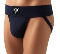 KD Willmax Men’s Jockstrap Organic Cotton Supporter - 3” Waistband, Soft & Durable Athletic Jockstrap with Cup Pocket Navy Pack 1-2XL