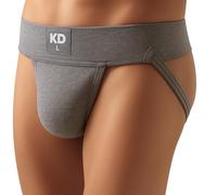 KD Willmax Men’s Jockstrap Organic Cotton Supporter - 3” Waistband, Soft & Durable Athletic Jockstrap with Cup Pocket Grey Pack 1-M