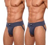 KD Willmax Men’s Jockstrap Organic Cotton Supporter - 3” Waistband, Soft & Durable Athletic Jockstrap with Cup Pocket Navy Pack 2-2XL