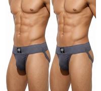 KD Willmax Organic Cotton Jockstrap Gym Supporter - 3” Waistband, Soft & Durable (Grey Pack 2, 2X-Large)
