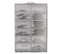 KD89 Assortment of Stainless Steel Spring Bar Pump Handles for Fixing or Repairing Watch Straps - Comes in Compartment Box - Different Diameter and Length, Type 1