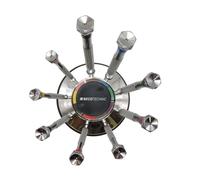 KD89 Beco Turning Base for Watchmakers with 9 French Screwdrivers in Chrome-Plated Brass with Steel Drill Bit Diameter 0.6 mm to 3 mm, silver