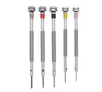 KD89 Horotec MSA01.095 Set of 5 Classic Watchmakers Screwdrivers Chrome-Plated Brass with Standard Bits Diameter 0.60-0.80-1.00-1.2-1.4 mm
