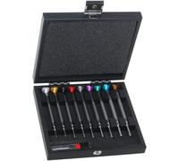 KD89 Horotec MSA01.218-A - Assortment of 9 Watchmakers Screwdrivers in Wooden Case, Multicolored