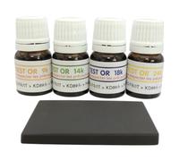KD89 Set of 4 Gold Tester Reagents / Solutions 9-14-18-24 Carat with Natural Touchstone and Multi-Language Instructions - Expertise for Jewellery, Coins, Bullion - 2 ml