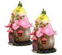 KDAMGOQE 2Pcs Fairy Houses for the Garden, Acrylic Fairy Garden Ornaments Outdoor, 3.9 Inch Height Weatherproof Realistic Ornaments for Home Indoor Outdoor