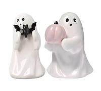 KDAMGOQE 2PCS Halloween Ghost 3.94" Resin Ghost Decor Ornament, Halloween Home Standing Decor, White Spooky Cute for Home Indoor Shelf Table