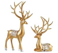KDAMGOQE 2PCS Reindeer Christmas Decoration - Easy to Place Reindeer, Practical & Fashion Christmas Deer Eco-Friendly Resin for Living Room & Bedroom Display, Golden