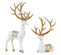 KDAMGOQE 2PCS Reindeer Christmas Decoration - Easy to Place Reindeer, Practical & Fashion Christmas Deer, Eco-Friendly Resin for Living Room & Bedroom Display, White
