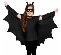 KDAMGOQE 4Pcs Halloween Costumes Bat Costume Kids Includes Black Cape, Bat Eye Mask, Hair Clips Unisex Vampire Costume Halloween Accessories for Kids Toddlers Cosplay 130