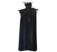 KDAMGOQE Black Cloak Mysterious Full Length 70.9 In Halloween Witch Cloak Velvet-like with Neck Embellishmentfor Men, Women Unisex Horrifying Witch Cape Halloween Costumes, Cape Of The Vampire