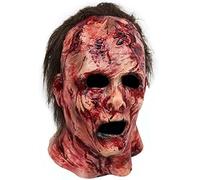 KDAMGOQE Creepy Mask, Halloween Mask Creepy Bloody Wrinkled Scary with Hair For Adults Horror Soft Latex Breathable Zombie with Eye Hole for Masquerade Cosplay